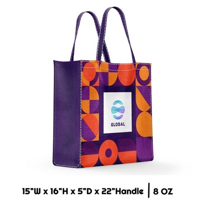 Full Sublimation 8 Oz Poly Canvas Tote Bag - 15"W X 16"H X 5"D X 22"Handle