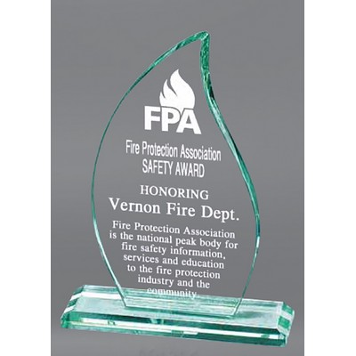 Beveled Flame Jade Glass Award, Small (5-1/2"x7-3/4")