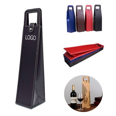 Leather Single Bottle Wine Bag w/Handle