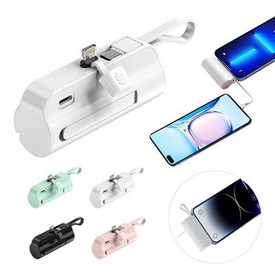 2 in 1 Pocket Keychain Emergency Capsule Charger Powerbank Built-in Cable