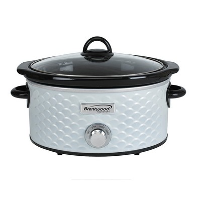 4.5 Quart White Scallop Pattern Slow Cooker