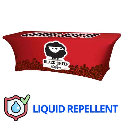 8ft x 30"Top x 29"H - (Liquid Repellent) 4 Sided Hemmed Stretch Table Throw - Made in the USA