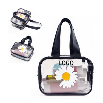 Daisy Pattern Portable Clear Toiletry Bag