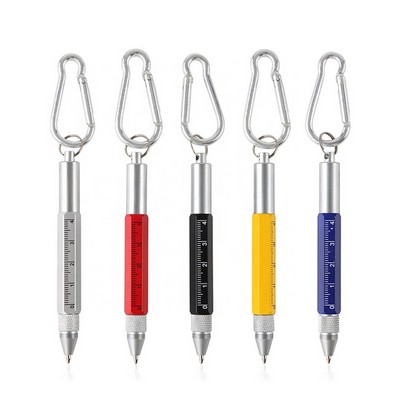 Multi Function 6-In-1 Tool Stylus Twist Pen With Key Chain