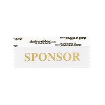 Sponsor Stk A Rbn White Ribbon With Gold Imprint