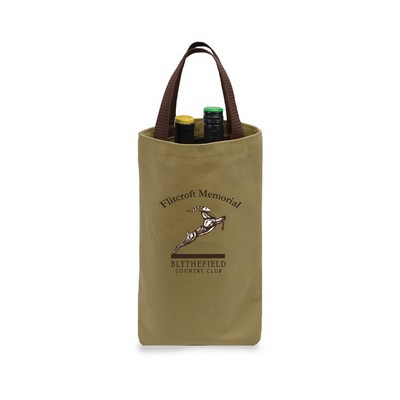 Two Bottle Wine Tote Bag Waxed Canvas