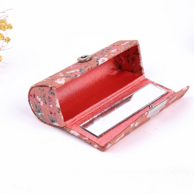 Ladies Floral Lipstick Case/Cosmetic Storage Kit & Organizer w/Mirror