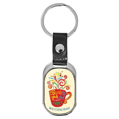 1" Oval Metal Keychain