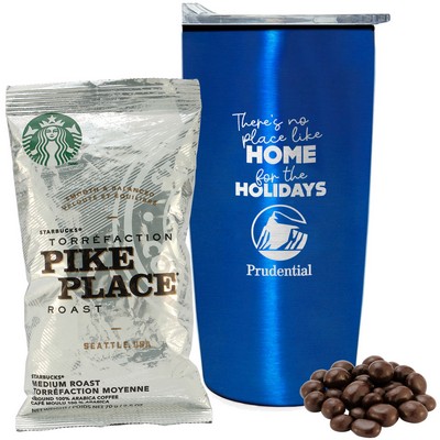 Promo Revolution - 20 Oz. Straight Tumbler w/Plastic Liner Gift Set w/Starbucks & Espresso Beans