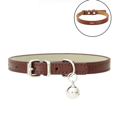 PU Leather Dog Collar with Bell