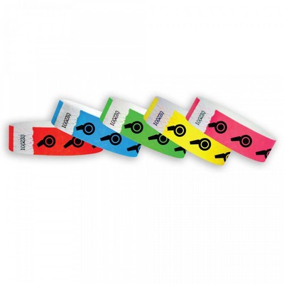 3/4" wide x 10" long - 3/4" Tyvek Sports Whistle Wristbands Printed 1/0