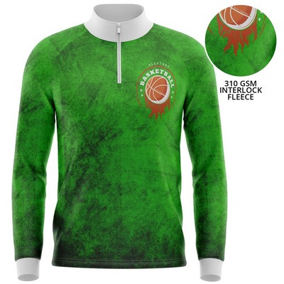 Unisex 310 GSM Interlock Fleece Sublimation Quarter Zip Sweatshirt