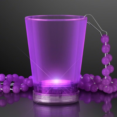 1.5 Oz. Light Up Purple Shot Glass w/ Bead Necklace - BLANK