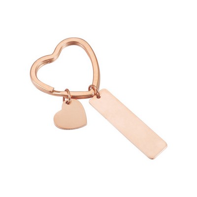 Metal Blank Tag with Heart Shaped Keyring