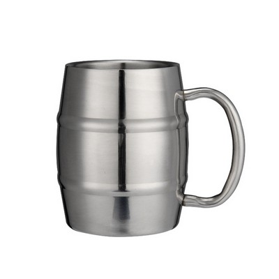 Stainless steel double wall glossy silver Beer mug