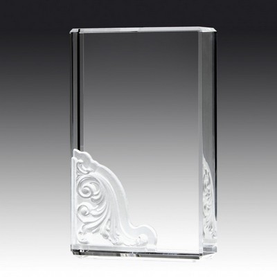 Corinthian Block Crystal Award, 9"H