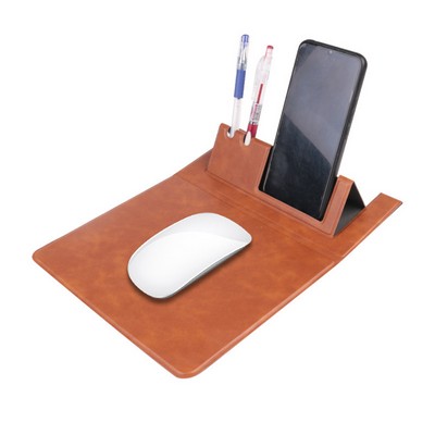 PU Mouse Pad With Phone Stand