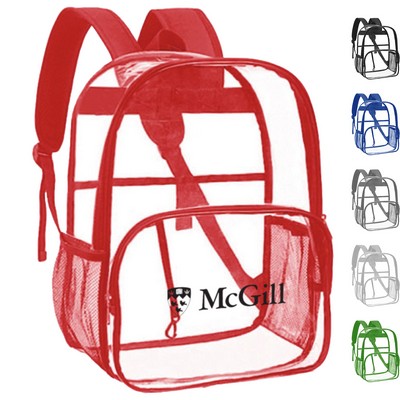 Water-Resistant Heavy Duty Clear PVC Transparent Backpack (16.1"x12.6"x5.5")