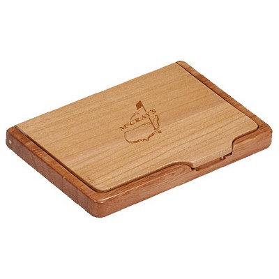 4 1/4" x 2 3/4" Maple/Rosewood Finish Business Card Holder