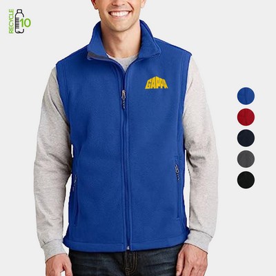 REPREVE® - Men's Recycled Sleeveless Full Zip Fleece Vest w/ Pocket & Wrinkle Resistance