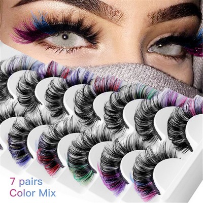 7 Pairs Fluffy Colored Eyelashes