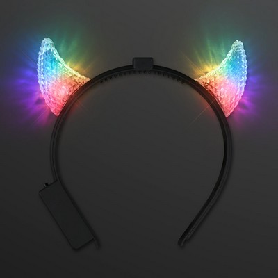 Prismatic LED Devil Horns, Slow Color Change - BLANK