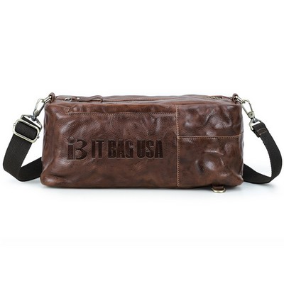 Genuine Leather High-capacity Waterproof Cross-body Bag Men