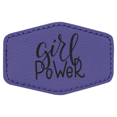 Hex Engraved Patch with Adhesive, Purple Faux Leather, 3" x 2"