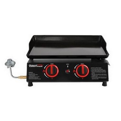 Keg Products Black/Red Mini 2-Burner Portable Gas Griddle