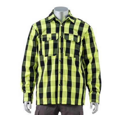 Hi Vis Buffalo Plaid Quilt-Lined Flannel Safety Shirt Jacket