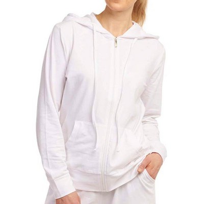 Women's Jersey Zip-Up Hoodie Jackets - Medium, White (Case of 24)