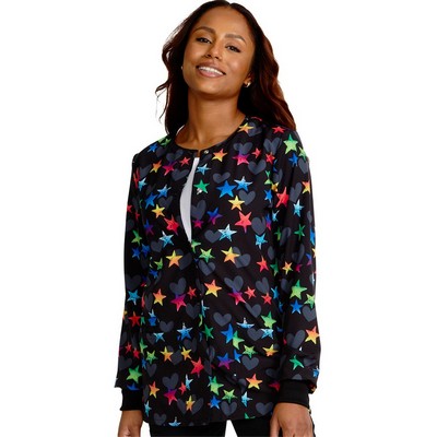 Cherokee® Women's Snap Front Jacket (Meowy Christmouse Print)