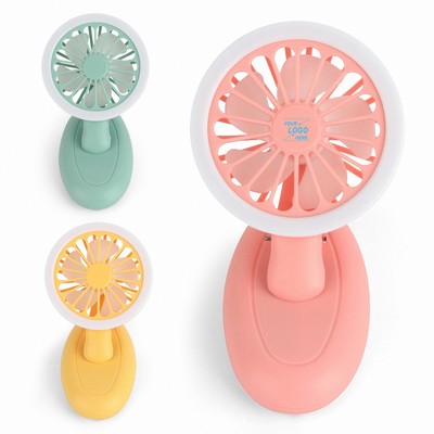 Portable USB Rechargeable Desk and Handheld Fan with LED Light