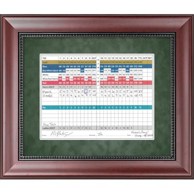 Angus (Mahogany/Green) - Golf Scorecard Display 14"x12"