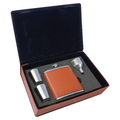 6 oz. Basketball Laserable Leatherette Flask Gift Set