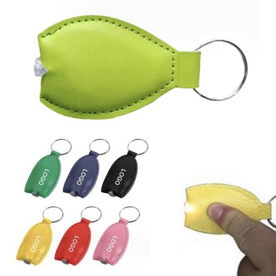 Led Flashlight Leather Keychain