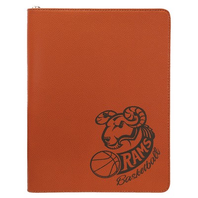 9 1/2" x 12" Basketball w/ Zipper Laserable Leatherette Portfolio with Notepad