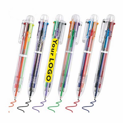 6-Color Pen w/Sheath For Custom Printed Logo