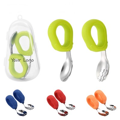 Safe Toddler-Sized Fork and Spoon Set