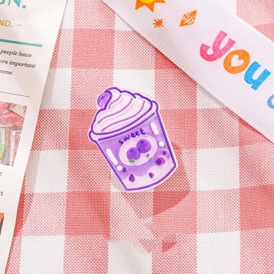 Milk Tea Shaped Acrylic Album Memo Clip Bag Binder Sealing Clip Food Bag Clamp-Two Sides Imprint