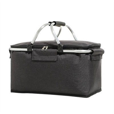 Collapsible Insulated Picnic Basket Shopping Cooler Bag