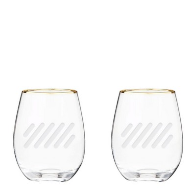 Twine Living Co. Gilded 18 oz. Stemless Wine Glass (set of 2)