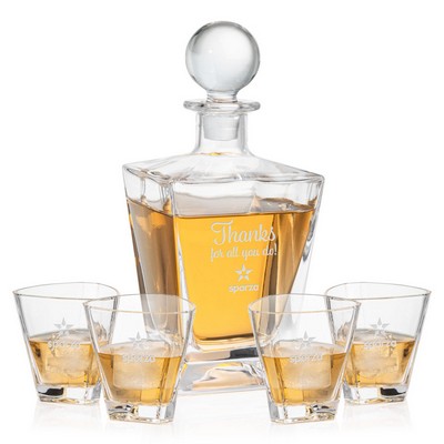 Millwood Decanter & 4 On-the-Rocks