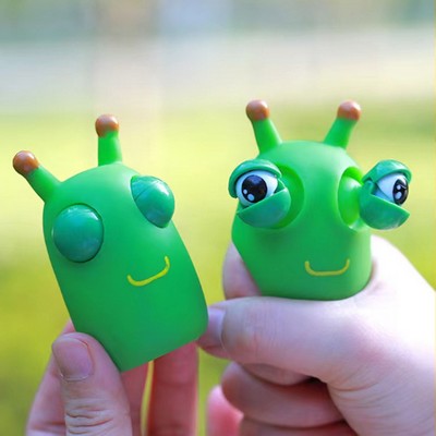 Cute Caterpillar Worm Fidget Squeeze Toys with Ejecting Big Eyeball