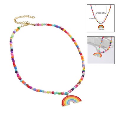 Enamel Rainbow Pendant Pride Necklace