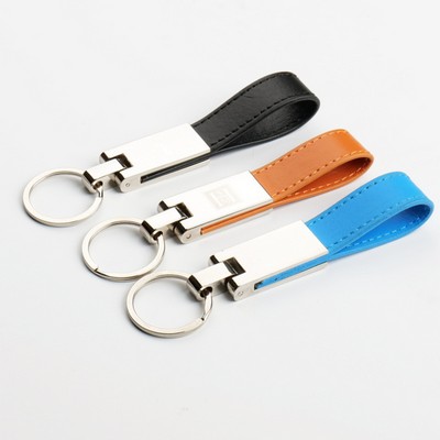 Leather Strap Metal Keychain