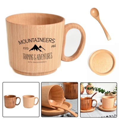 10oz Wooden Coffee Mug Set