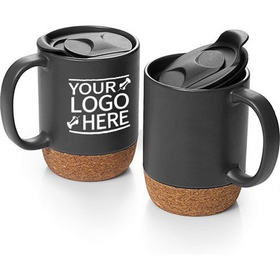 Insulated Cork Bottom Splash Proof Lid Ceramic Coffee Mug