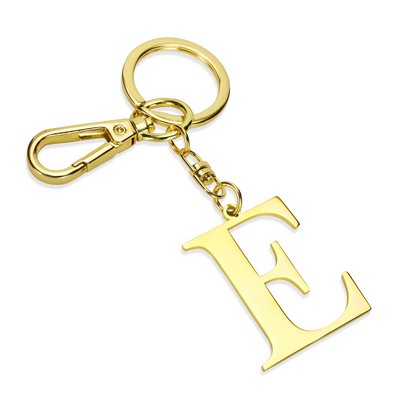 Gold Letter E Keychain Metal Keychain Initial Keychain