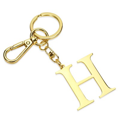 Gold Letter H Keychain Metal Keychain Initial Keychain